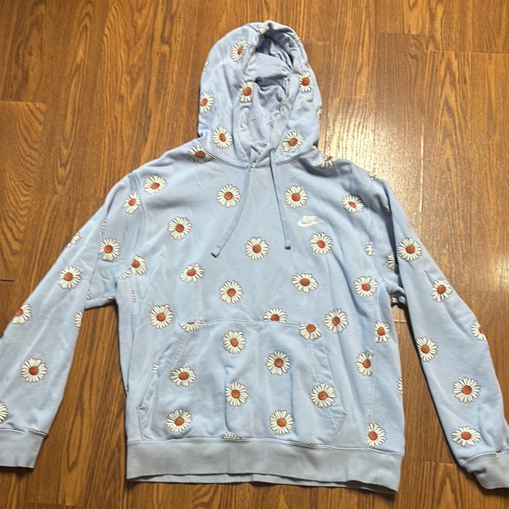 Nike Blue and White Hoodie Sweatshirt
